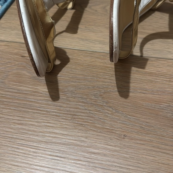 KATE SPADE NY White/Gold Chunky Block Heel Sandals Size 10 - Picture 6 of 12